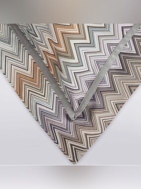 2 New Missoni John Queen/King Pillowcases Zigzag Chevron Stripe Gray Green Multi